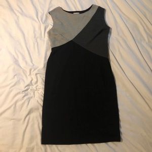 Grey and black color block maternity dress